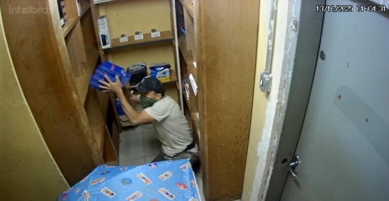 Ladrão quebra parede de supermercado em Maceió para furtar eletrônicos