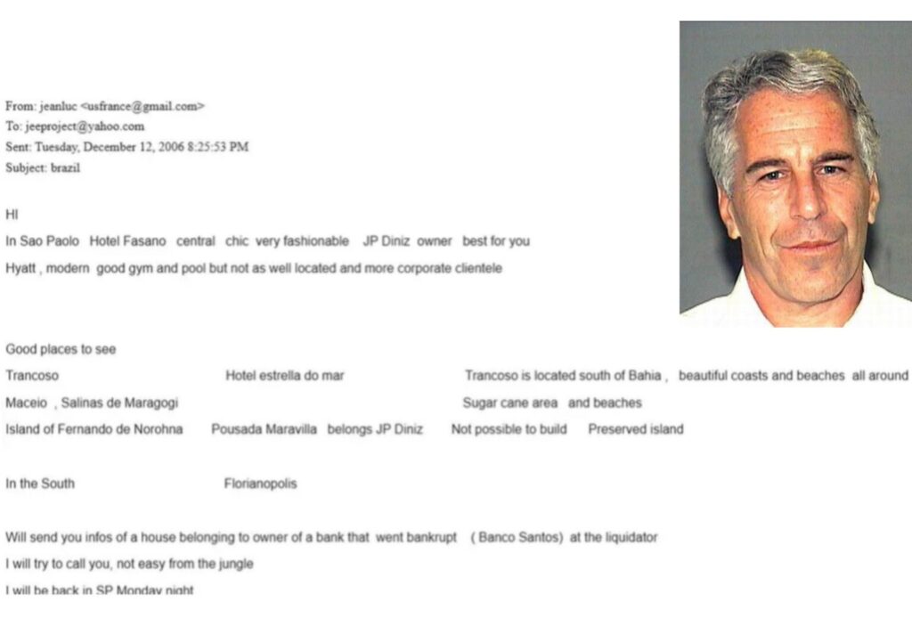 E-mails de Jeffrey Epstein falam sobre Maceió e Maragogi
