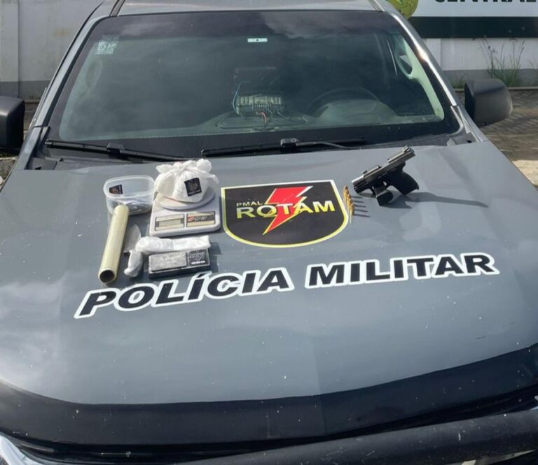 Homem é preso com cocaína e pistola em residência no Salvador Lyra, em Maceió