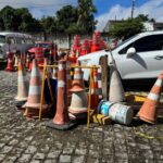 DMTT apreende cones e cavaletes utilizados indevidamente no São João em Maceió
