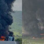 Caminhão tomba e explode em São Miguel dos Campos