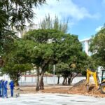 Obra de revitalização da Praça da Faculdade avança e chega a 55% de execução