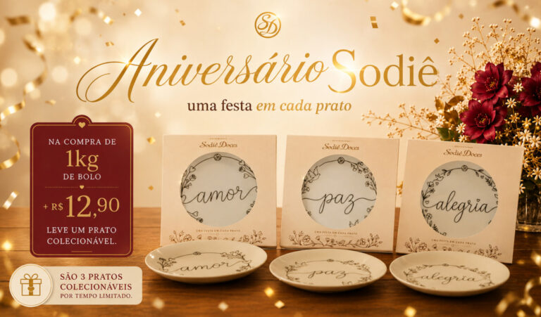 Sodiê Doces celebra 29 anos com bolo inspirado na história da marca e coleção especial de pratos