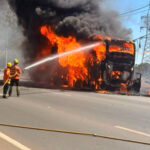 Ônibus que saiu de Alagoas pega fogo no Distrito Federal